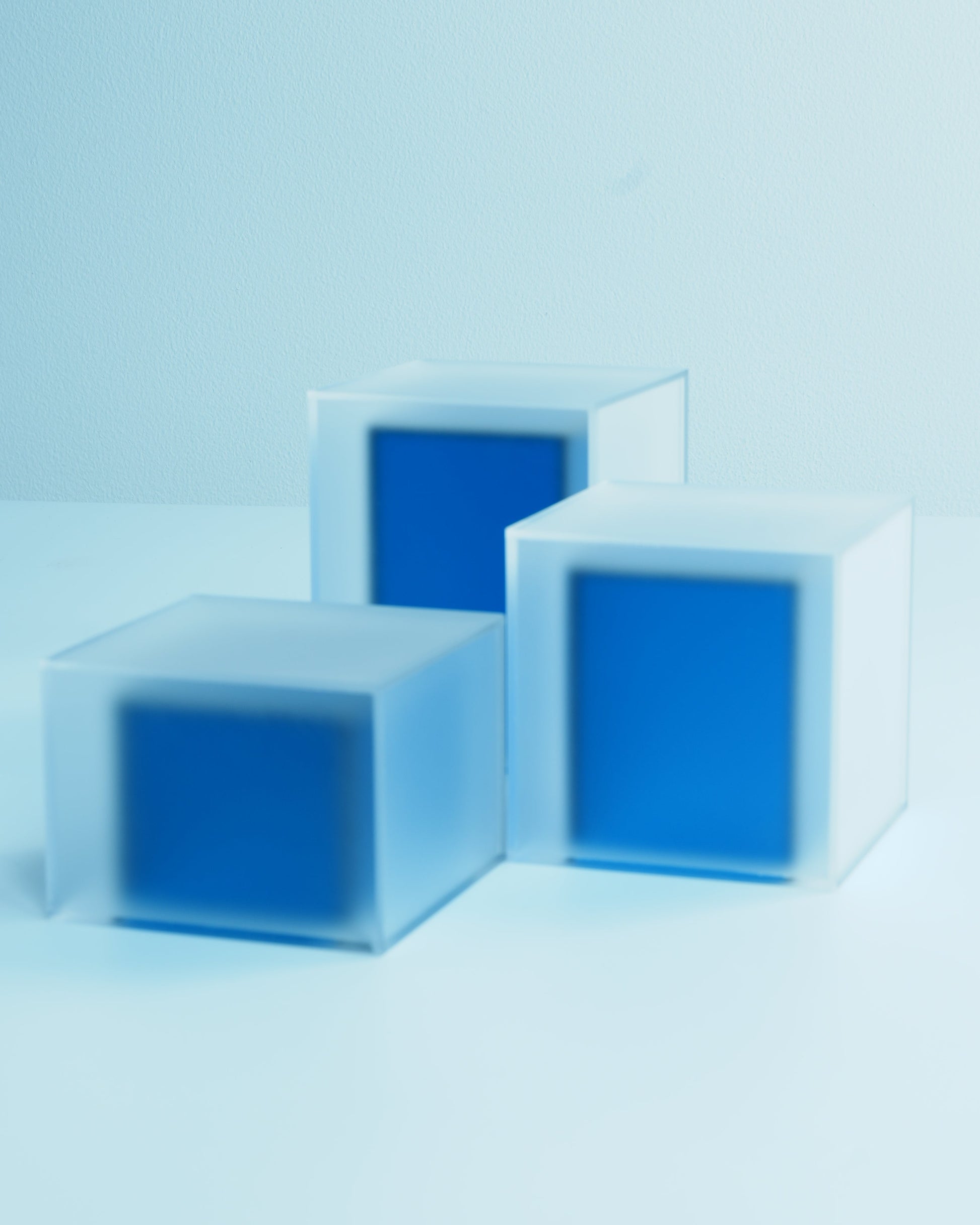 Translucent Blue Cube 3-Piece Set